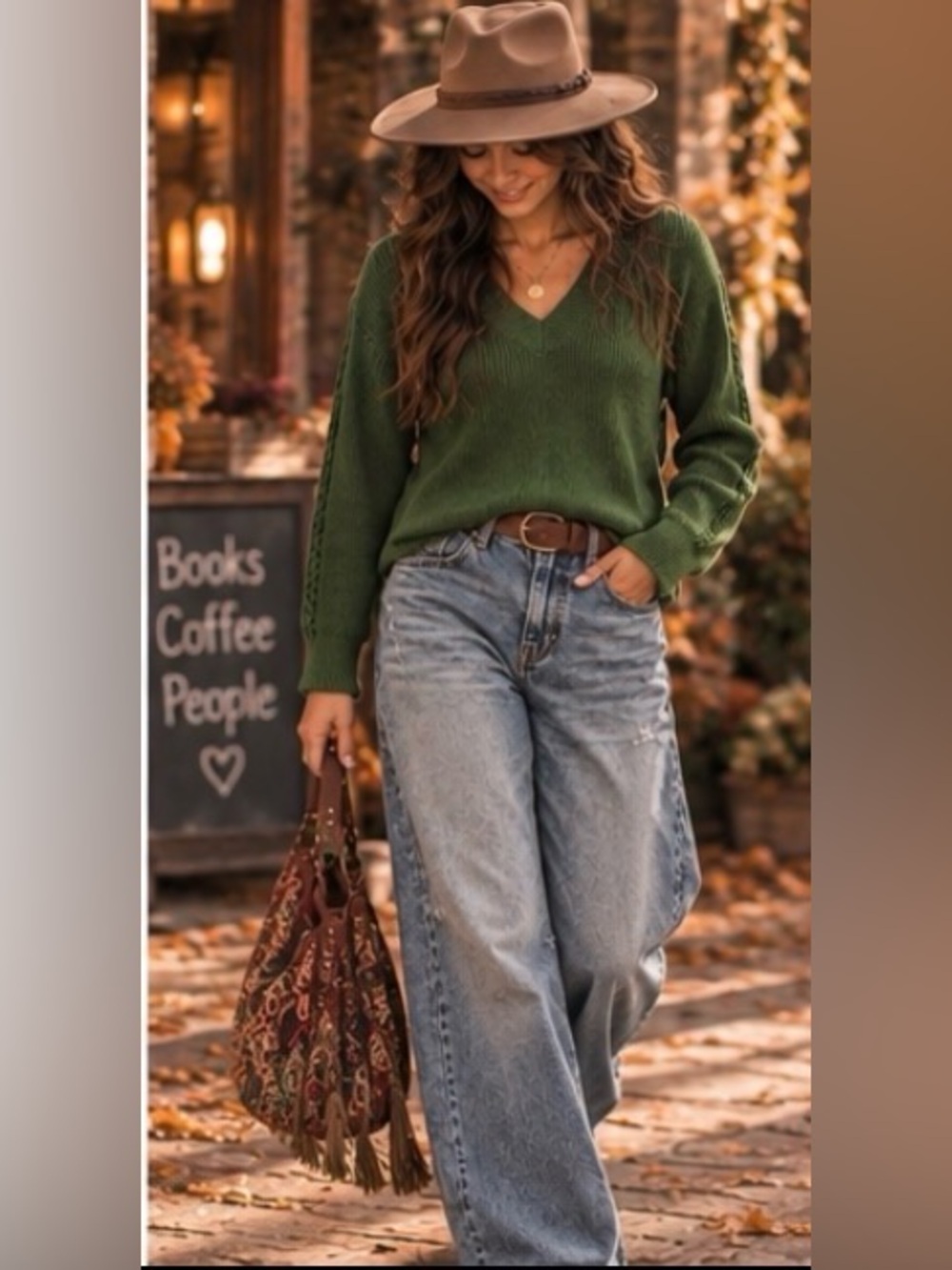 Vince Drop Shoulder V-Neck Pullover Sweater in color Herb or “DarkHerb” NWOT